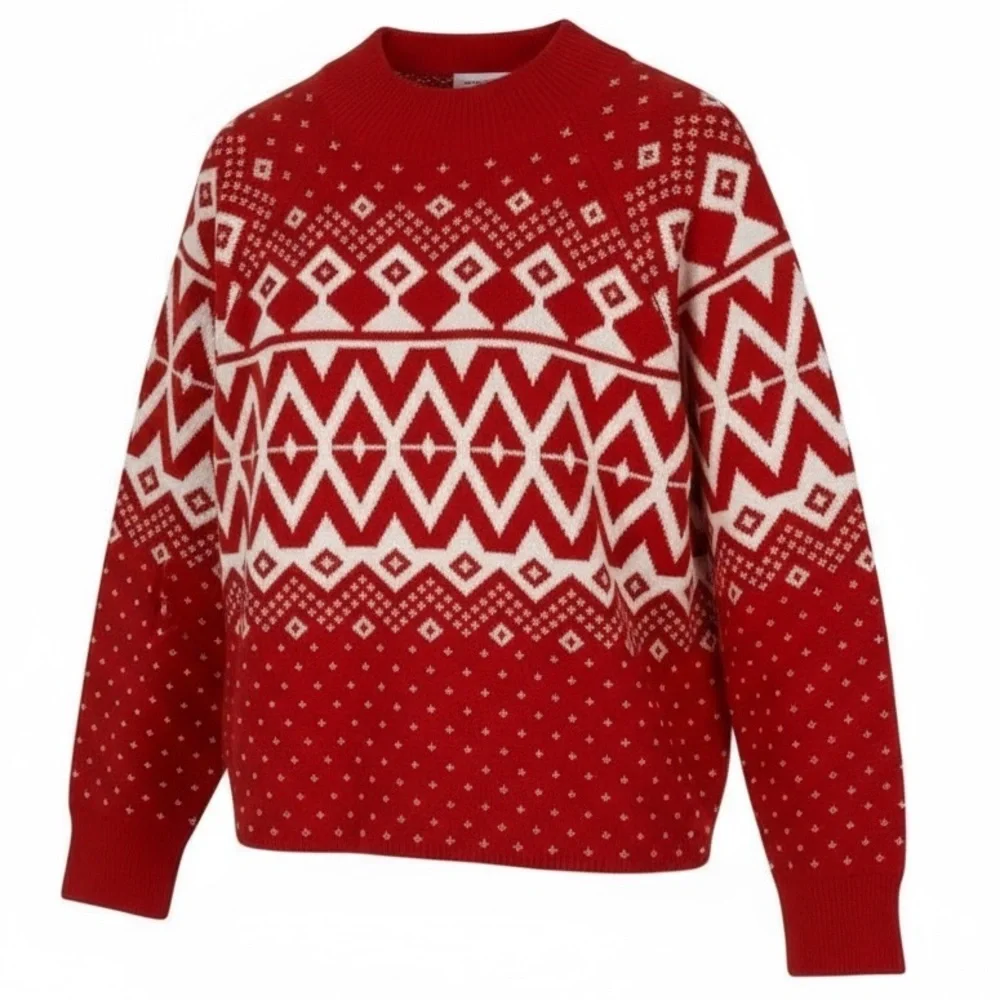 NWT Old Navy SoSoft Mock Neck Red Fair Isle Sweater Size Large